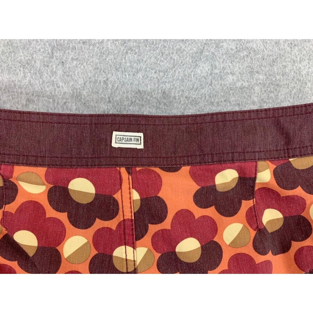 Captain Fin Flower Board Shorts Swim Trunks (Men's Size 28) Red - 8" - Picture 10 of 12